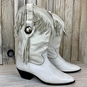 Acme Vintage White Cowboy Boots